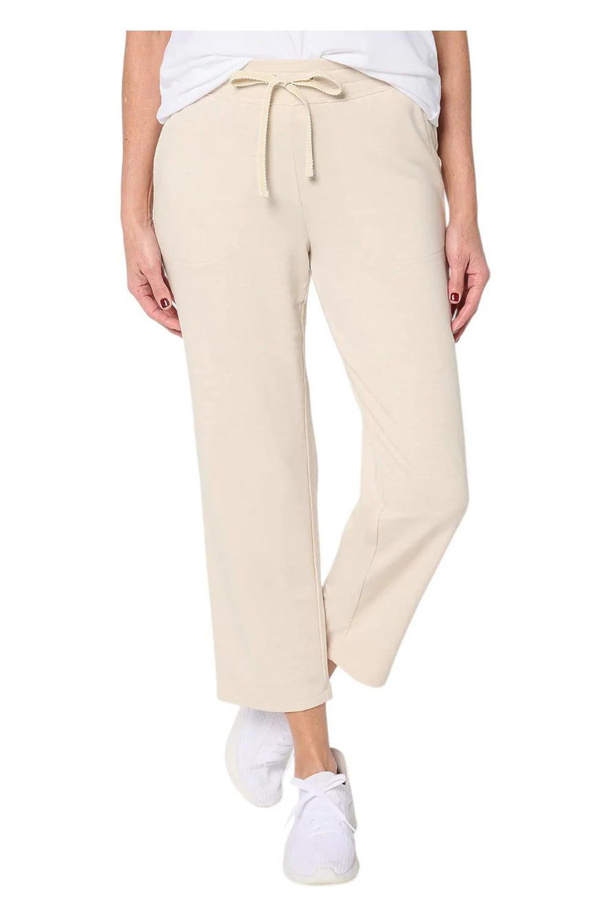 Denim & Co. Women's Active Soft Blend Knit StraightLeg Crop Pant Stone - Regular